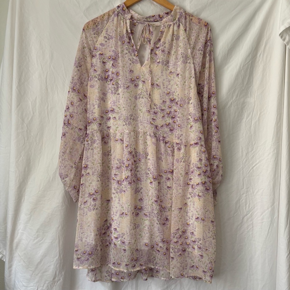 H&M Cream Dress with Lavender Floral Print - Picture 2 of 5
